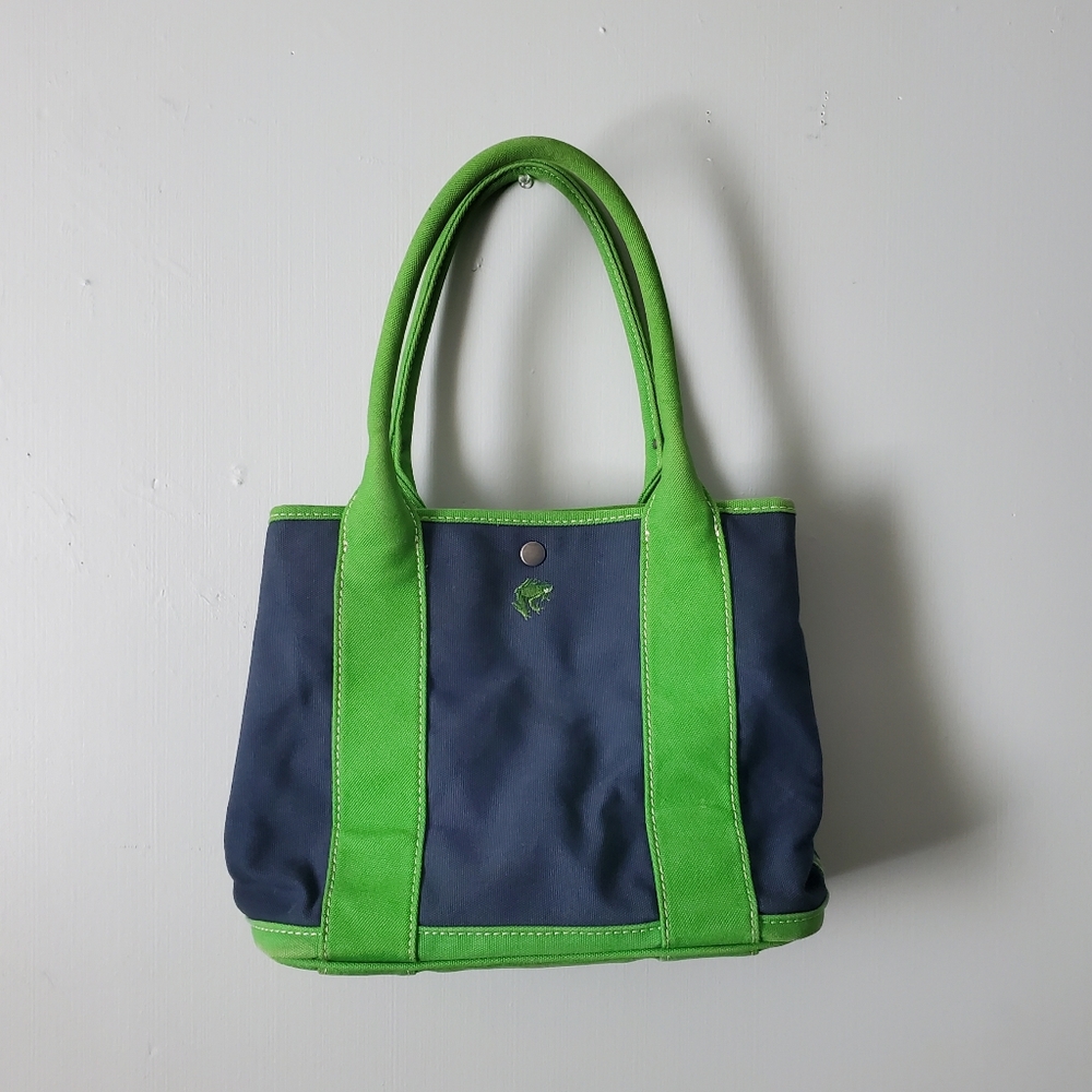 J. Crew | Frog Color Block Canvas Tote Bag Handbag Shoulder Satchel Purse